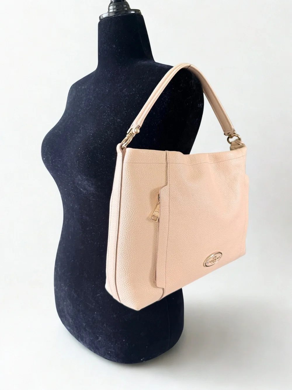 Coach Blush Pink Pebble Leather Hobo 2-way Shoulder Bag- Very Good Condition
